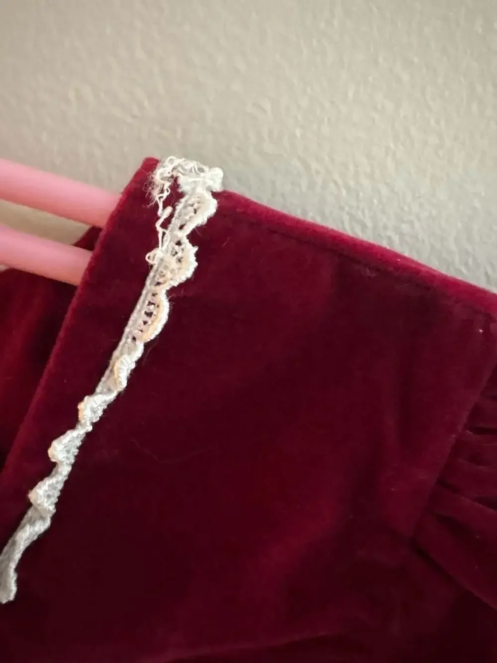 Rose Cottage Girls Velvet and Lace Christmas Holiday Dress